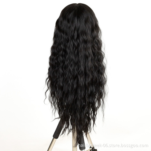31inches Ombre Wigs Three color gradient Long Wavy deep Wave Middle Part High Temperature Synthetic Lace Front Wig For Woman